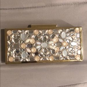 International Concept (INC) Gold Beaded Box Clutch